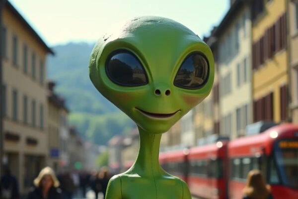 Alien in Freiburg KI-Foto