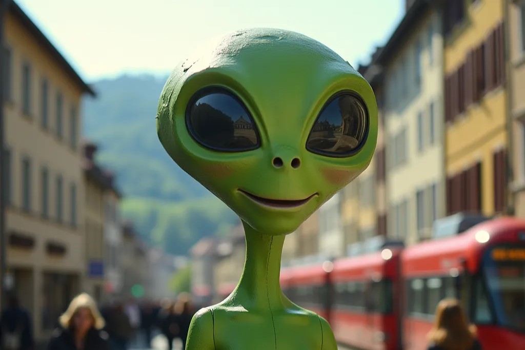 Alien in Freiburg KI-Foto