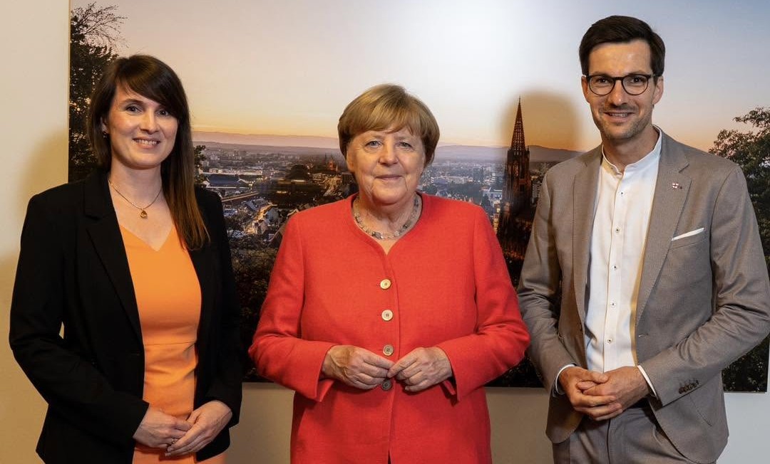 Die Ex-Kanzlerin wurde im Rathaus von OB Martin Horn und Bürgermeisterin Carolin Jenkner empfangen. foto: www.facebook.com/MartinHornFreiburg